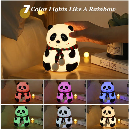 🐼 Cute Panda Night Lamp – USB Rechargeable 7-Color LED Light